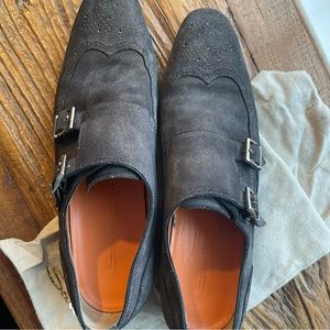 Santoni Men Dress Shoes Black/Grey
Suede Monkstrap 9.5 (US)